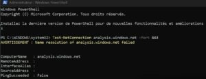   Pour contrôler l’accès aux différents services vous pouvez tester les connexions via console PowerShell 
